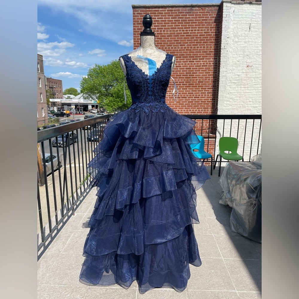 Blue Prom Dress with layers